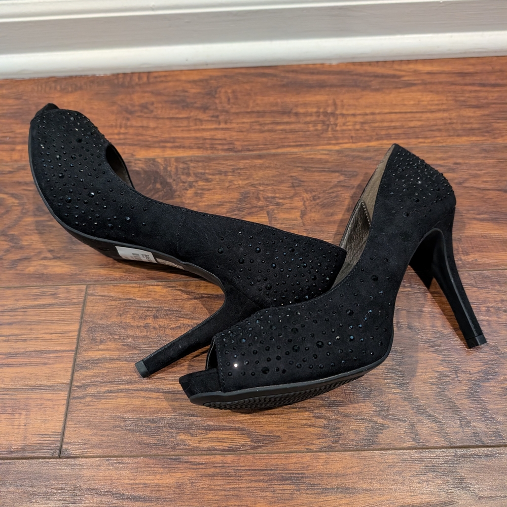 Brand New Sabrina Embellished Peep Toe Heels